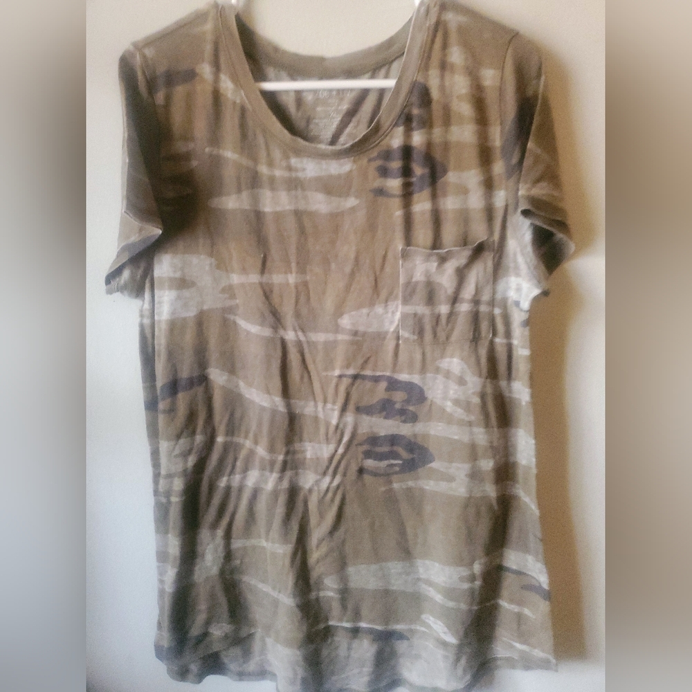 Zoe + Liv Olive Camouflage Tee